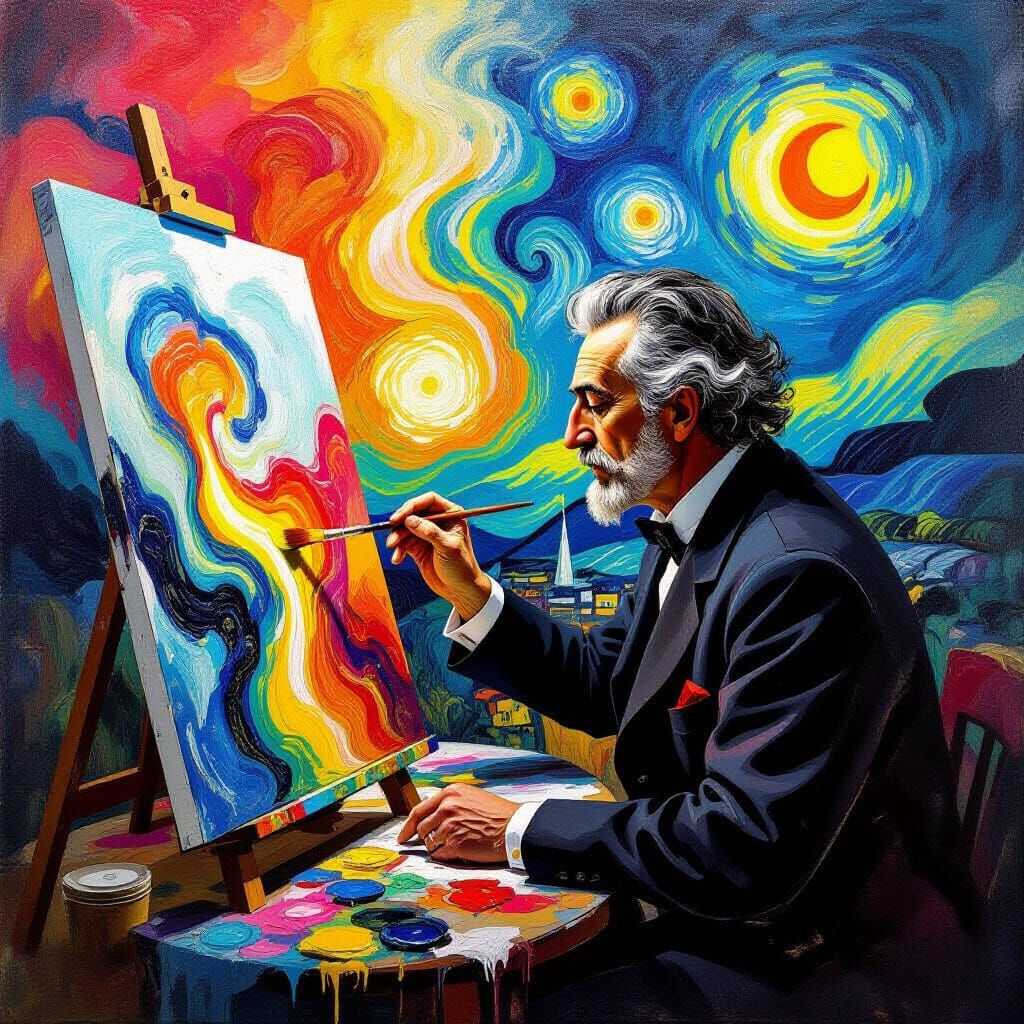 Artist in Surreal World Creates Dreamlike Masterpiece