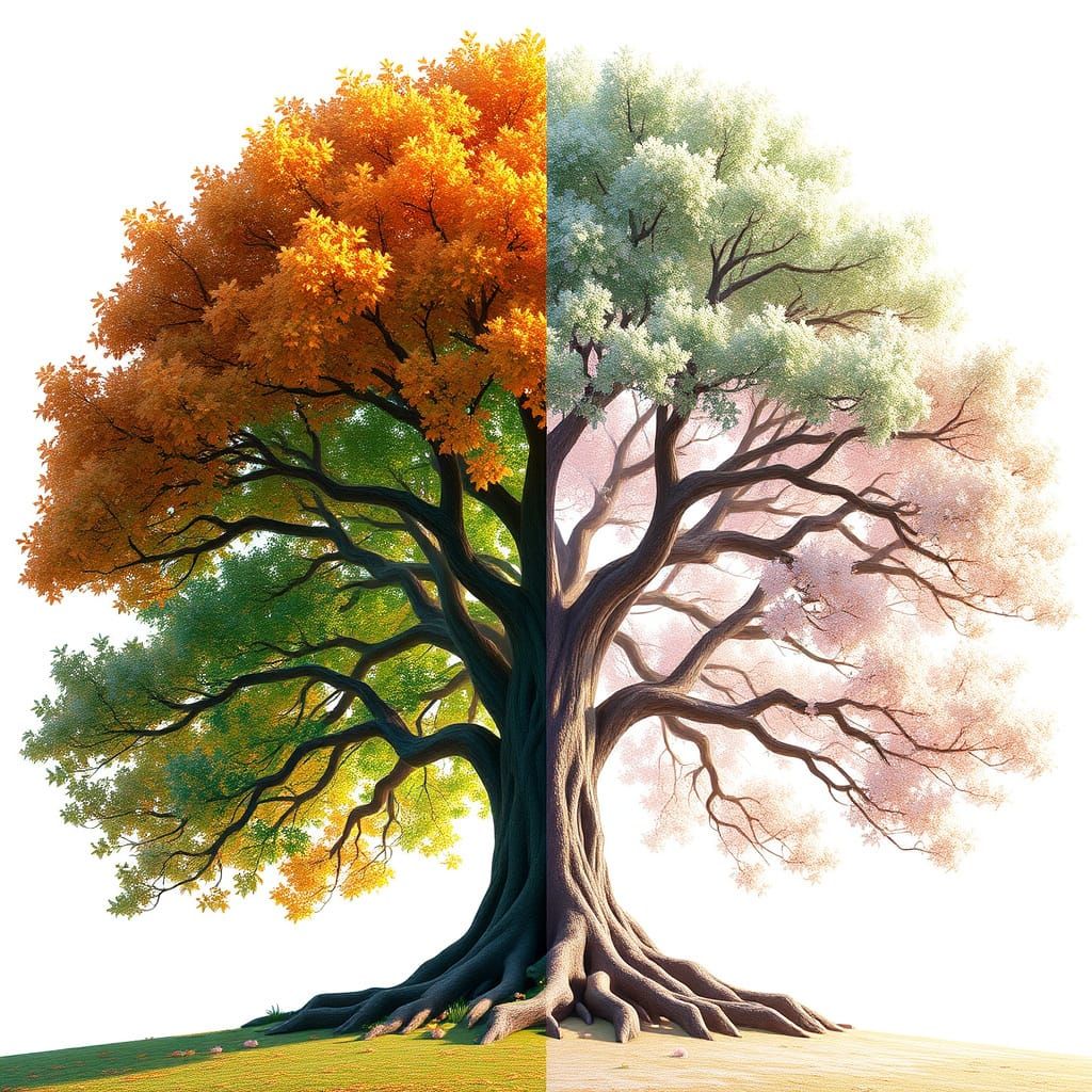 Majestic Seasons Tree in Stunning 3D Anime Art