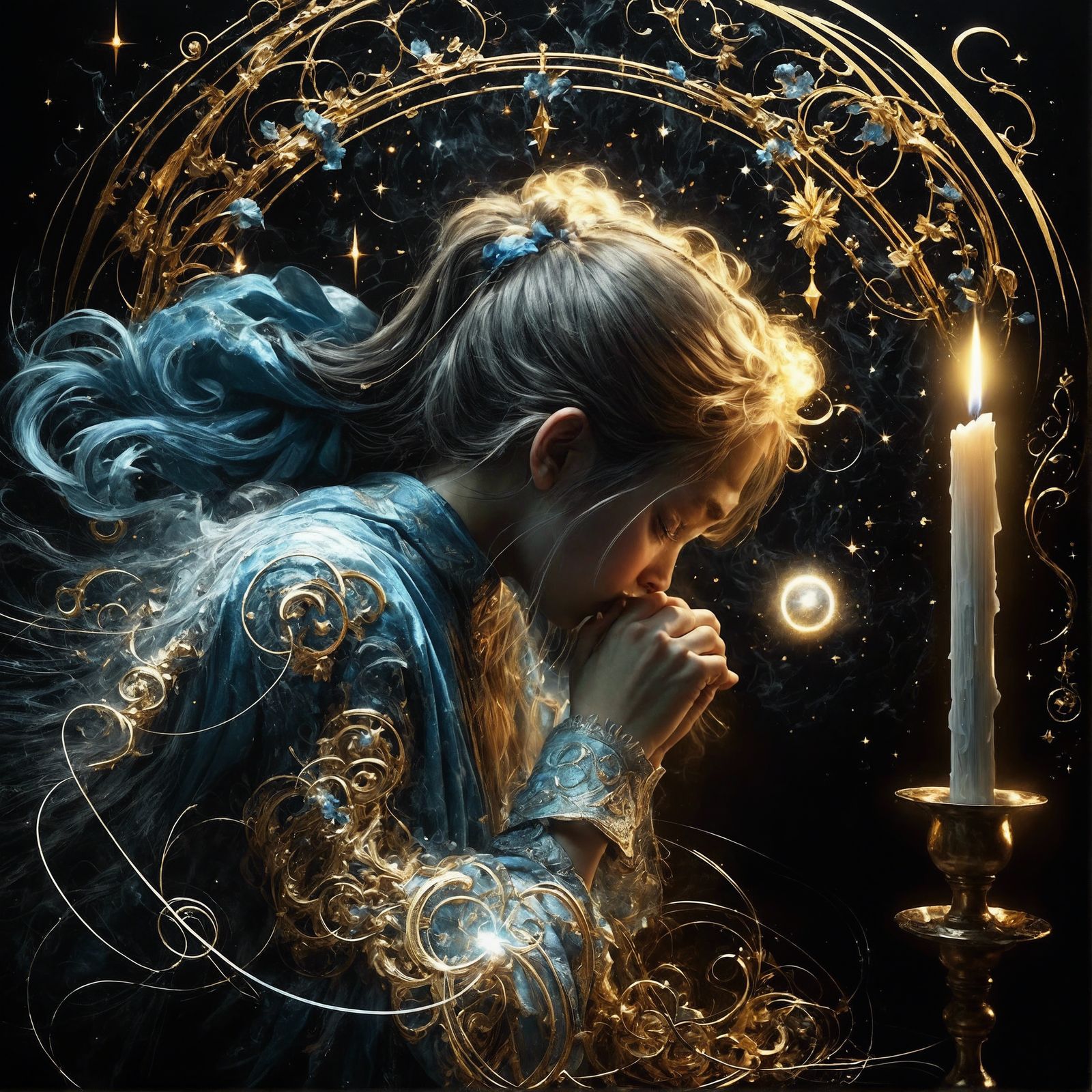 Golden Dust Particles on Black Background