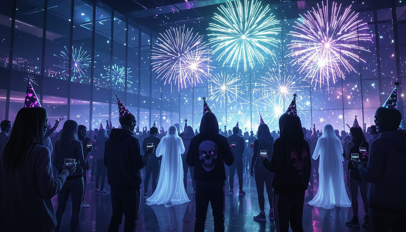 Supernatural New Year's Party with Ghosts and Zombies