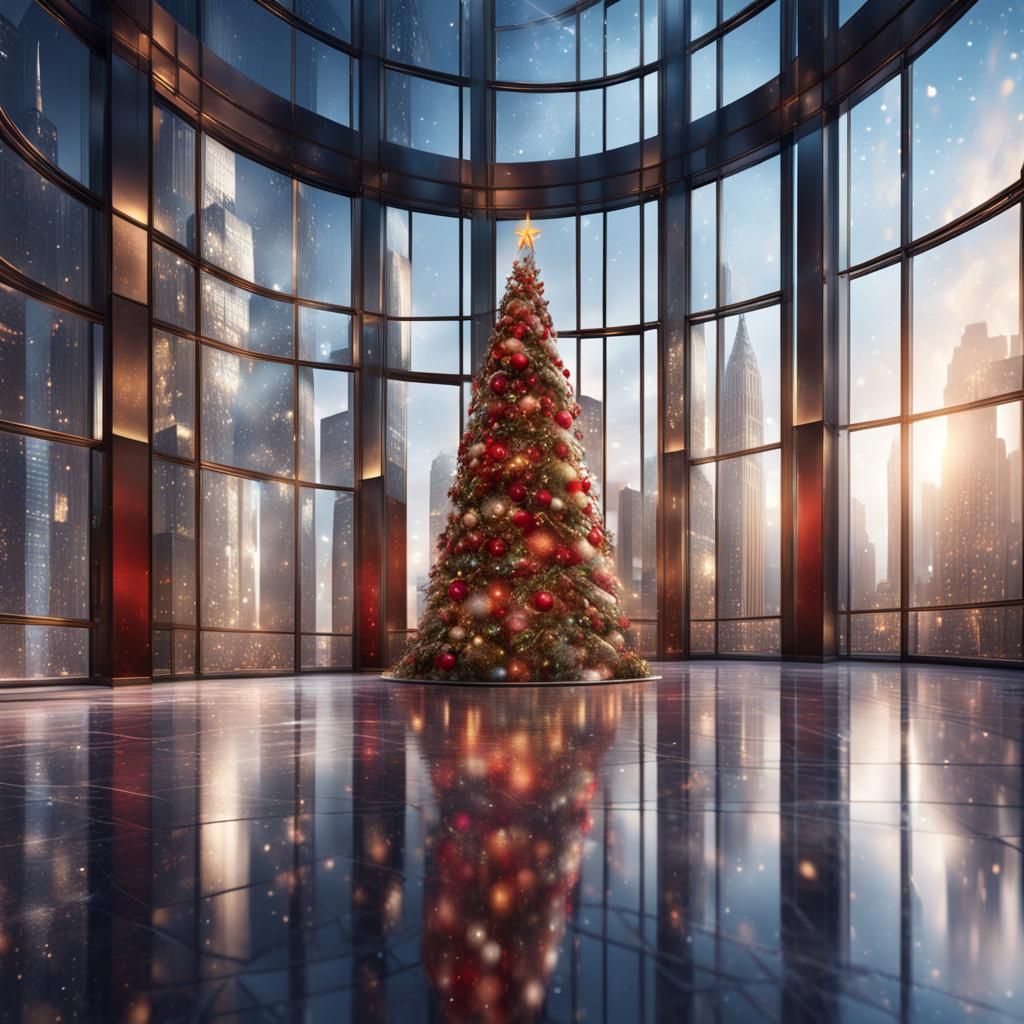 Christmas Skyscraper: Detailed Matte Painting