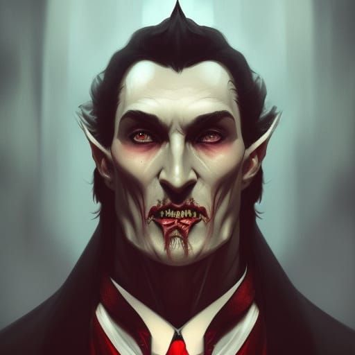 Detailed Dracula Portrait in Art Nouveau Style