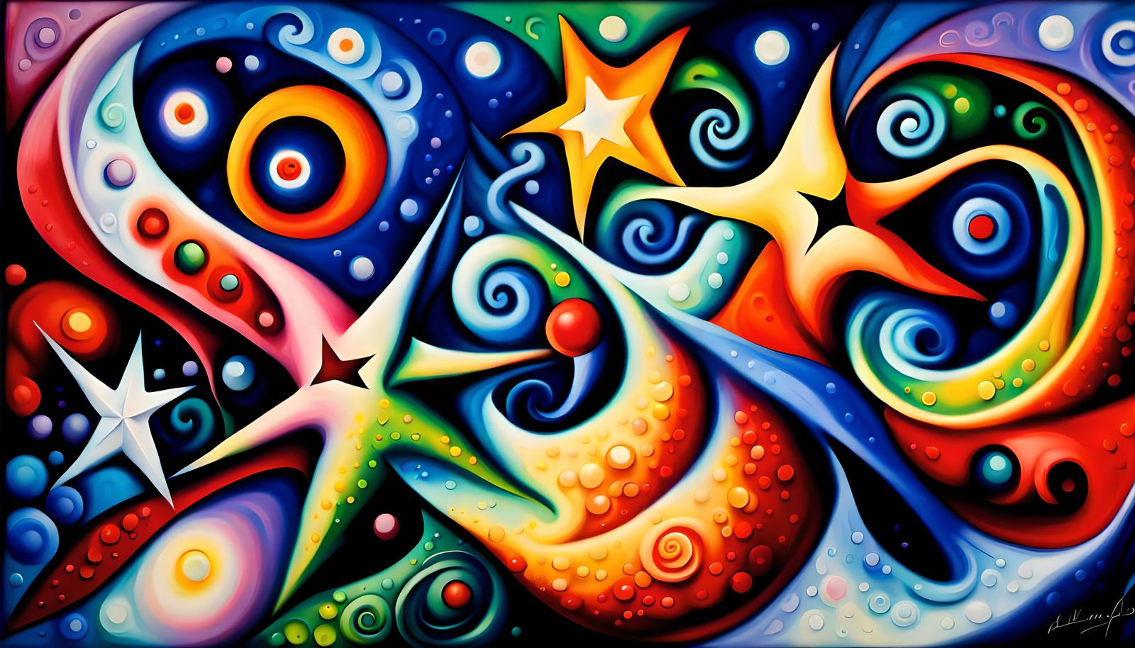 Iridescent Star-Beings in Chagall-Style Impasto Oil Painting