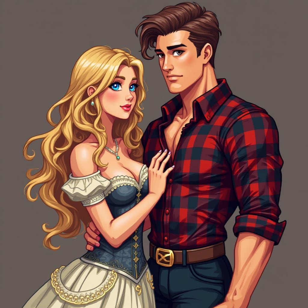 Victorian Romance in 8-bit Pixel Art