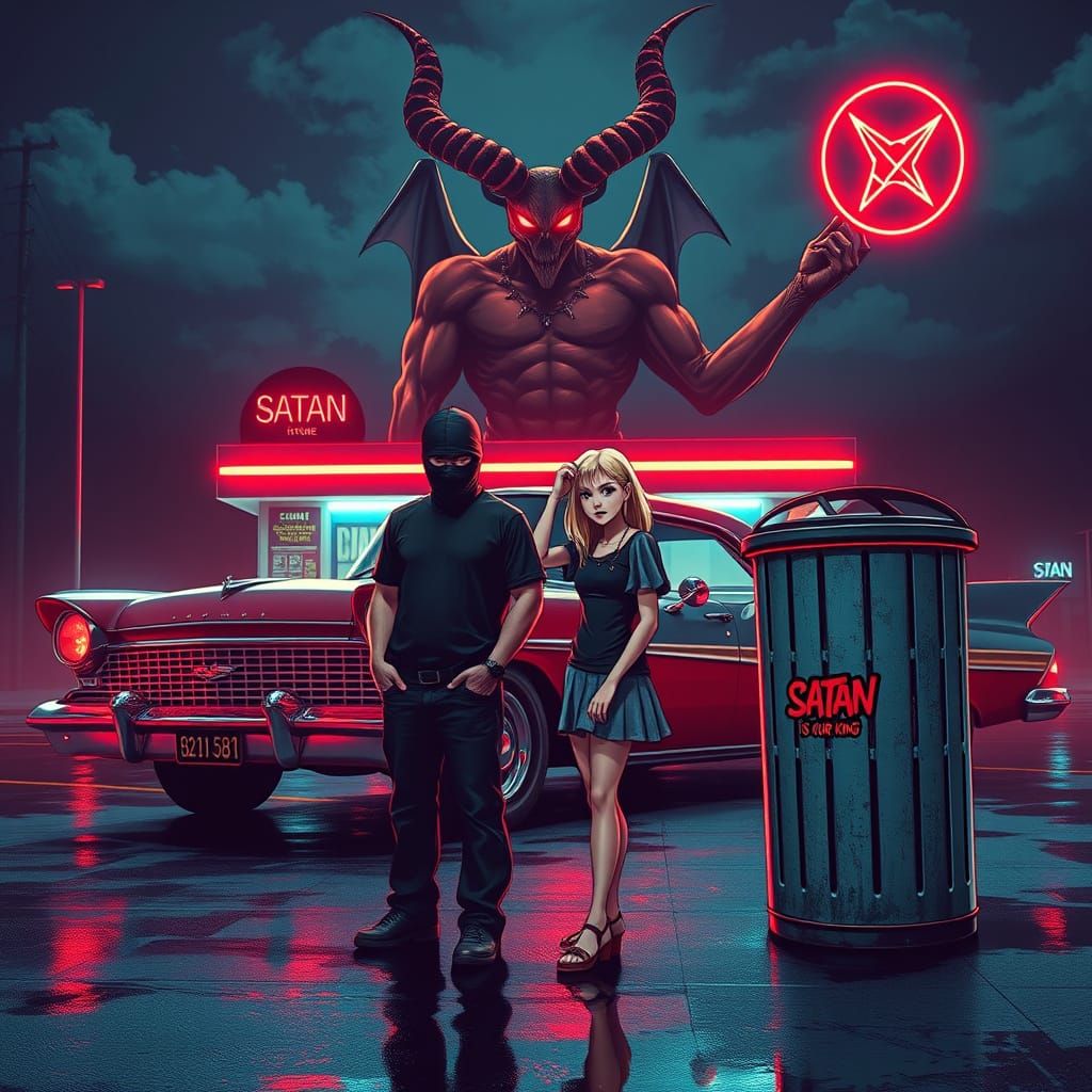 Mysterious Encounter at a Retro Gas Station