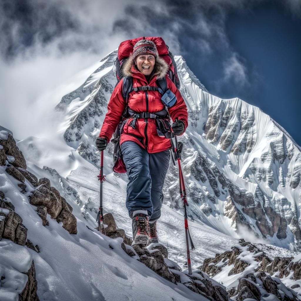 Woman's Triumphant Everest Summit in HDR