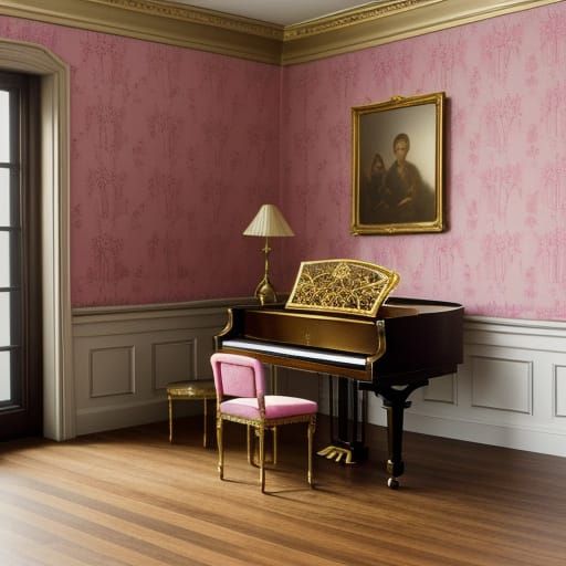 Elegant Miniature Music Room in Pastel Hues