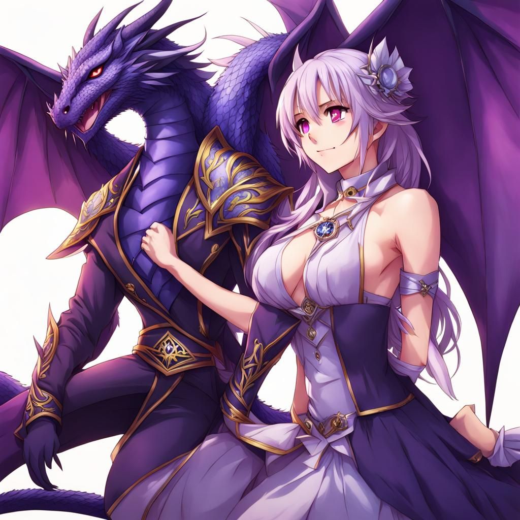 Anime Dragon Romance Scene in Manga Style
