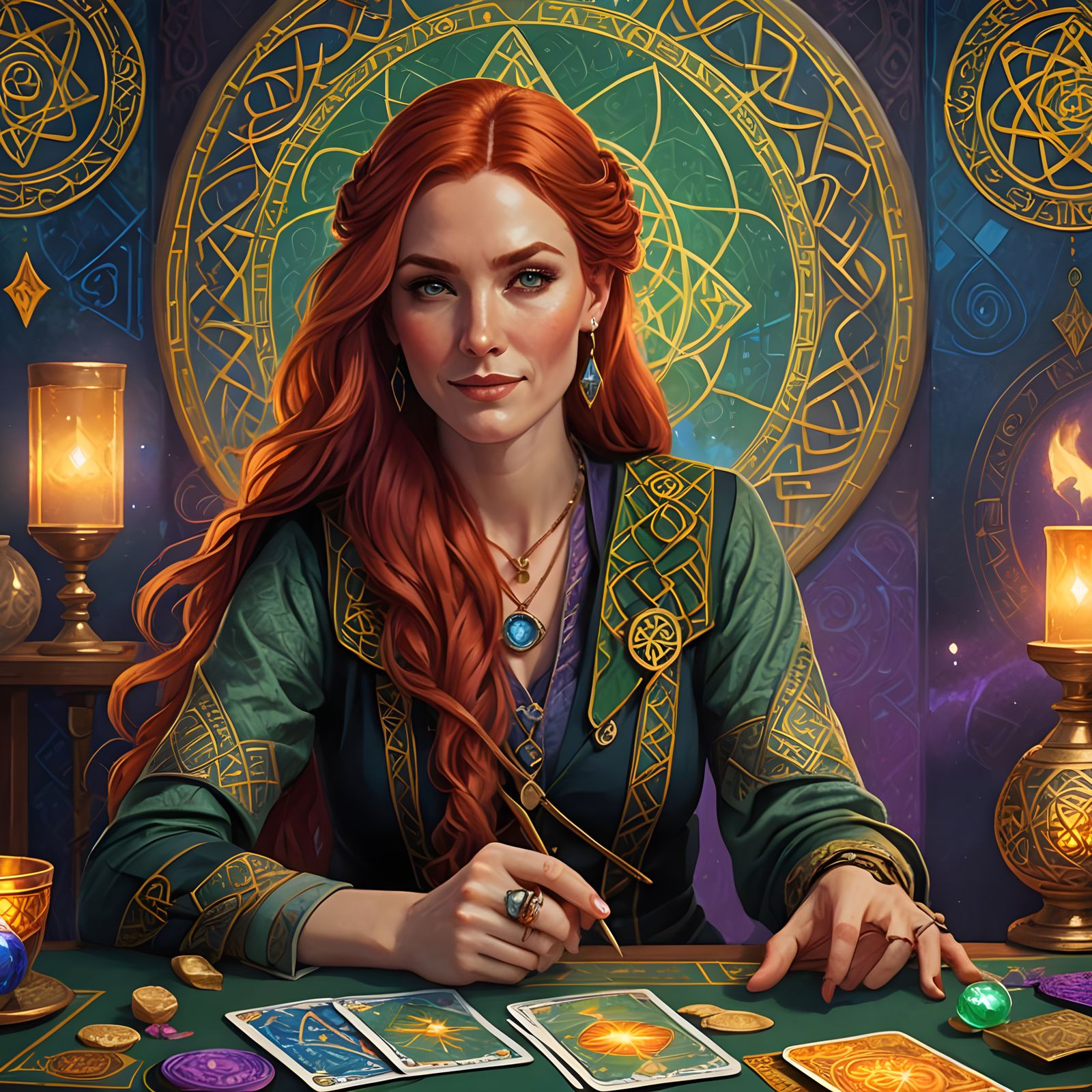 Woman Reading Tarot Cards: Fantasy Concept Art