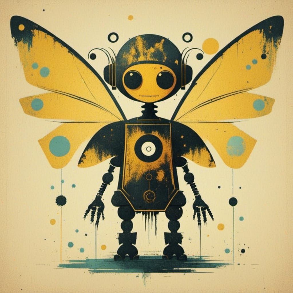Charming Robot Fairy in Vibrant Digital Art
