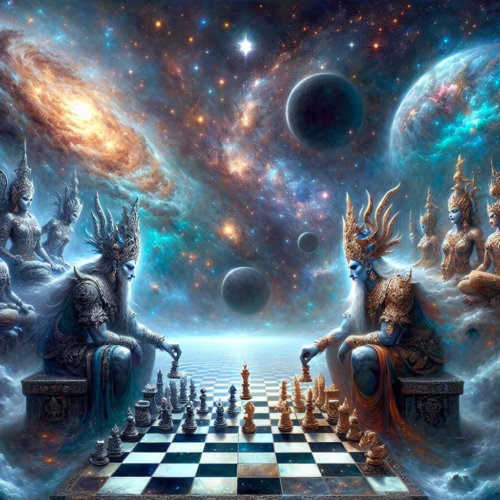 Deities Play Chess in the Cosmos: Matte Painting
