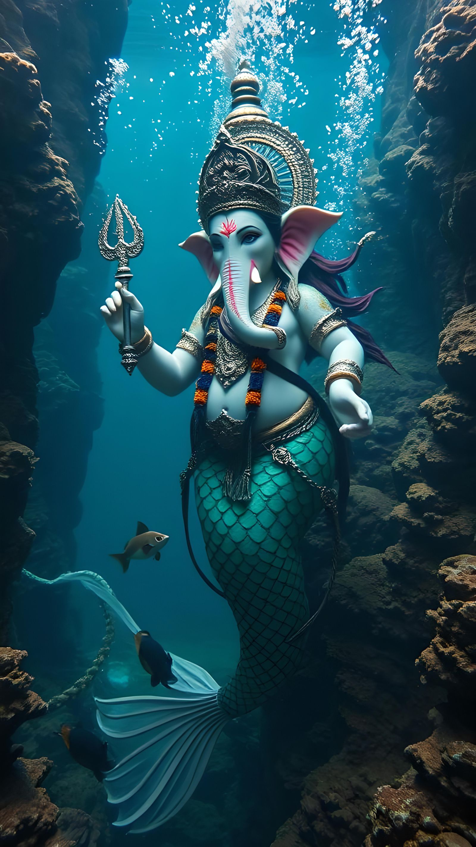 Ganesha Mermaid: Underwater Anthropomorphic Marvel