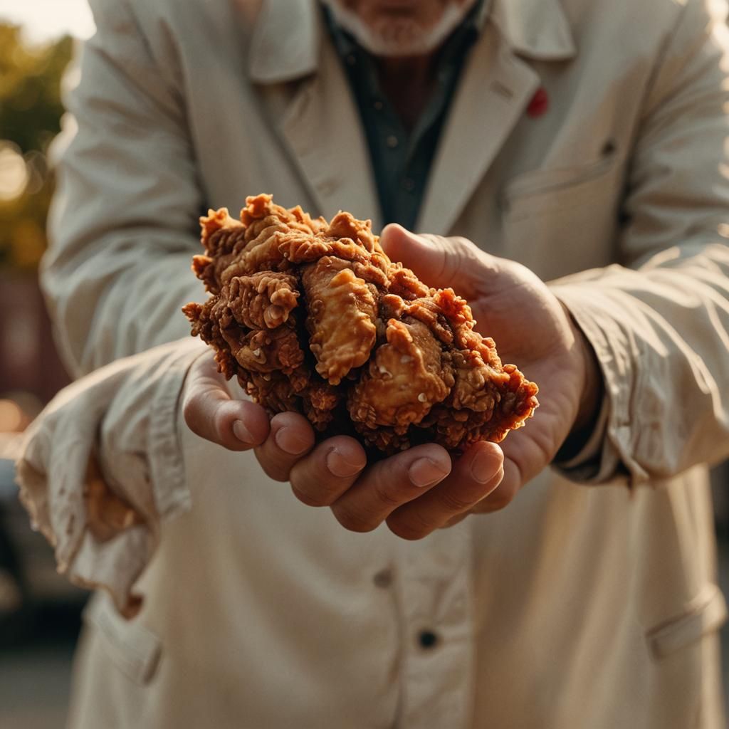 Extreme Close-up of Fried Chicken, Cinematic Lighting
