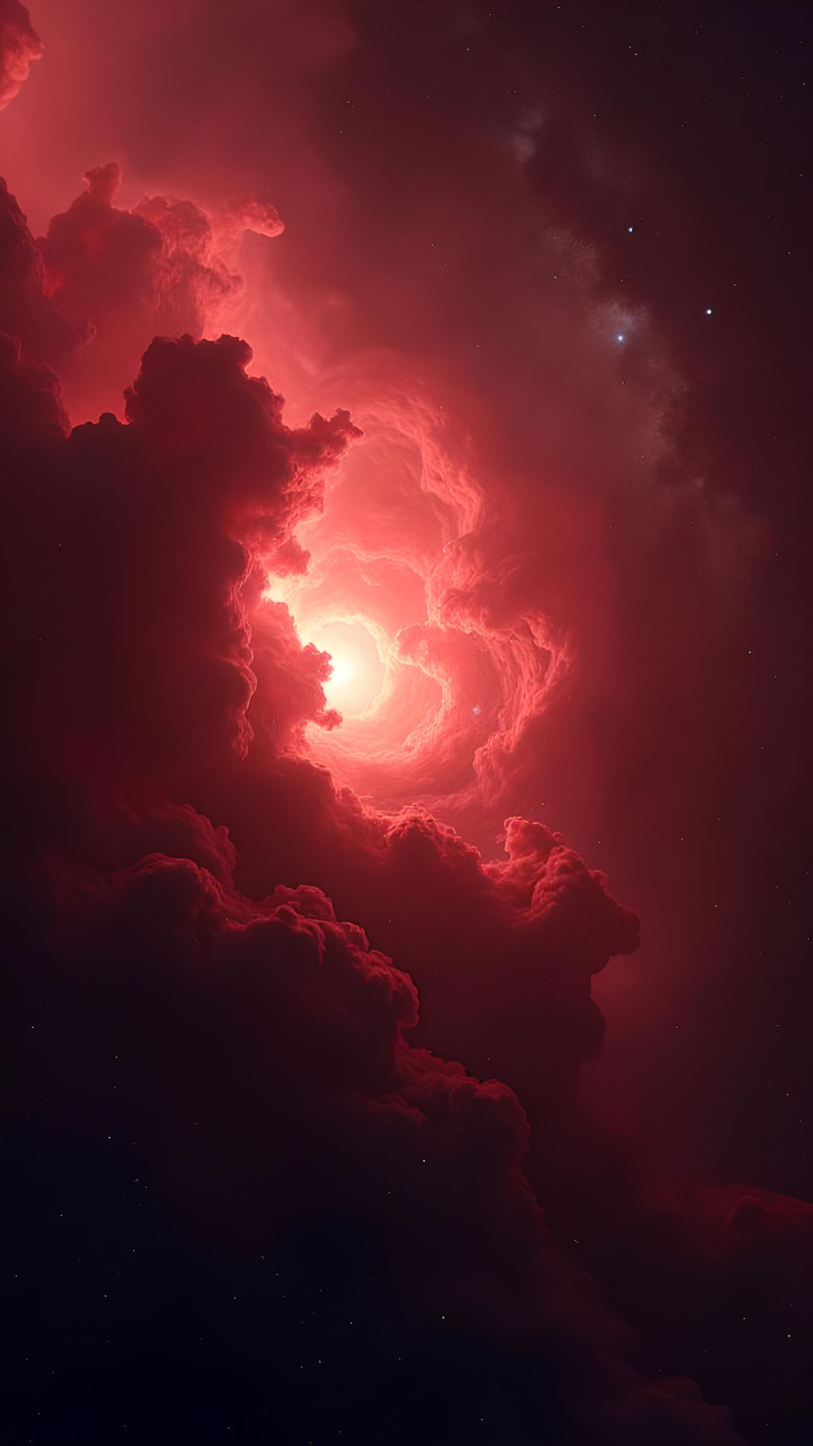 Dark Red Space Nebula in Digital Matte Painting