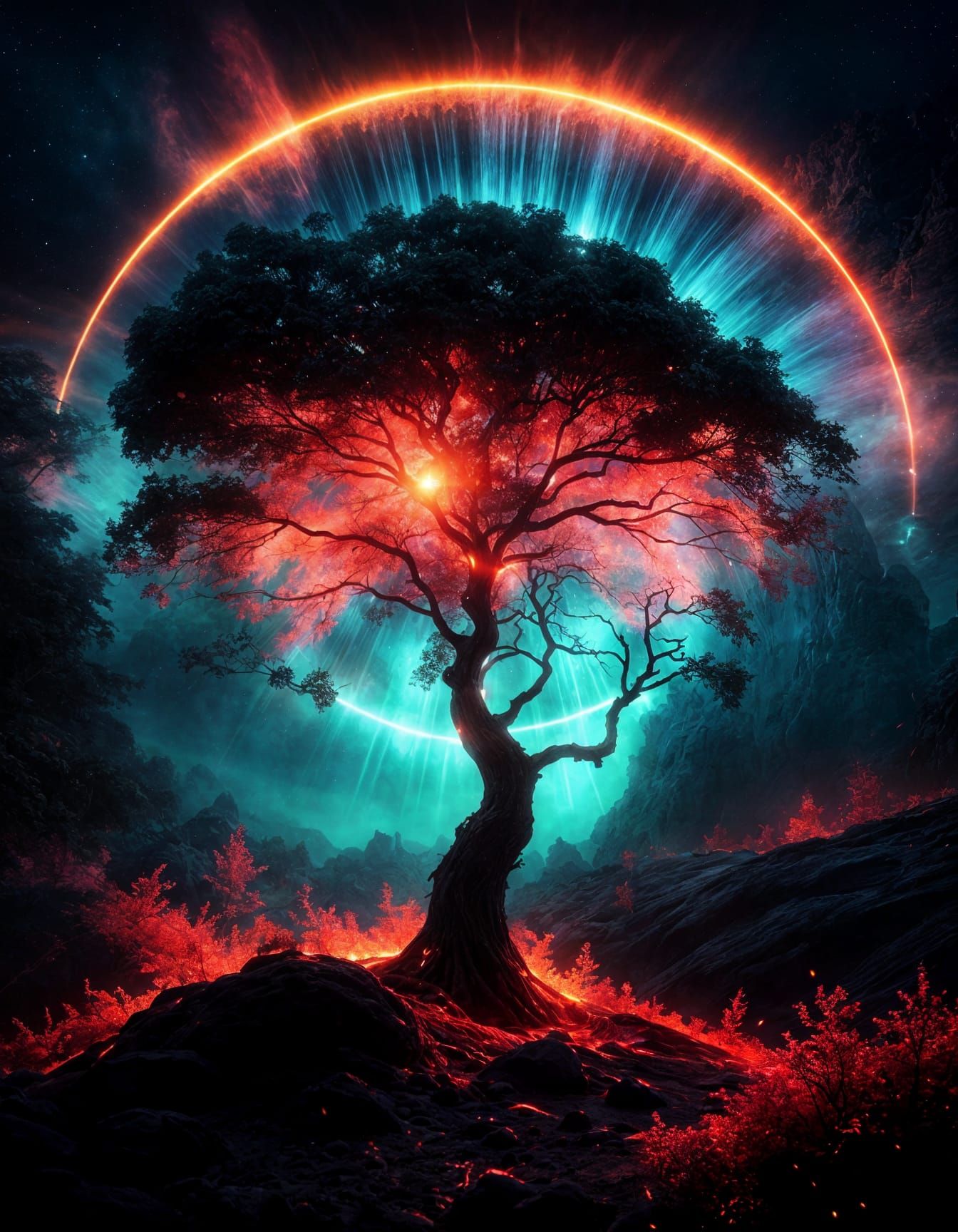 Magical Lava Tree Solargraph with Glowing Mist