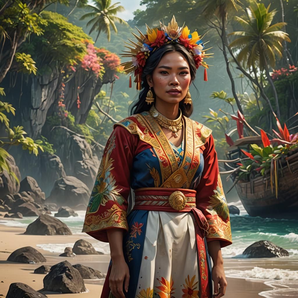 Filipino Woman Portrait in Traditional Dress