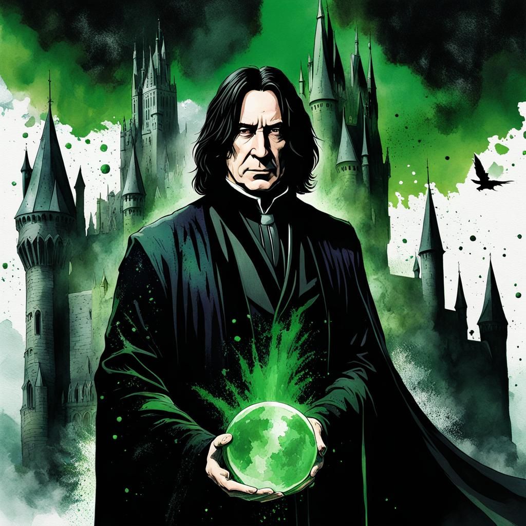 Wizard Casting a Spell in Ink Splatter Art