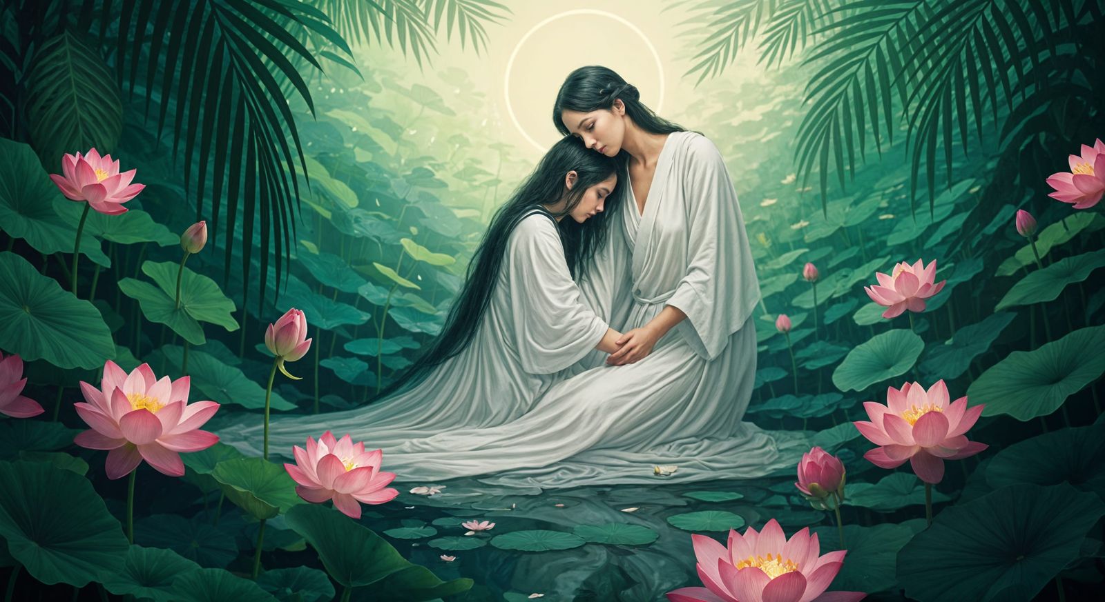 Soothing Lotus Blossom in a Gentle Hug