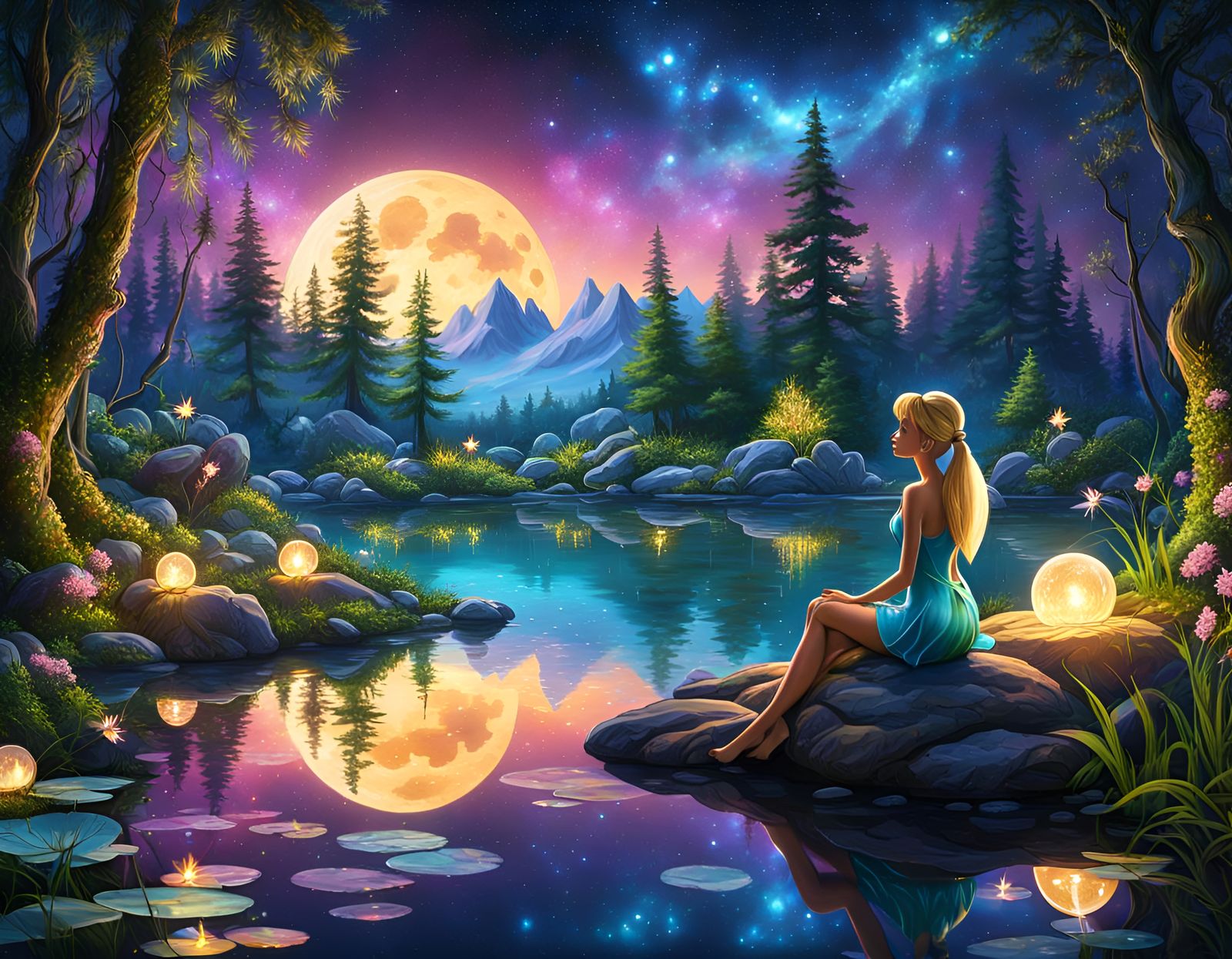Enchanted Fairy Forest with Tinkerbell in Astral Style