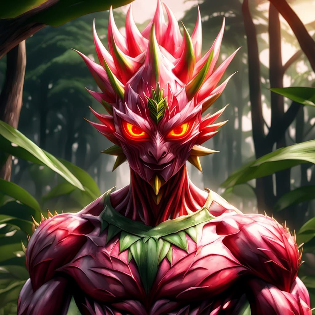 Dragon Fruit Man Transformation in Hyper-Realistic Digital A...