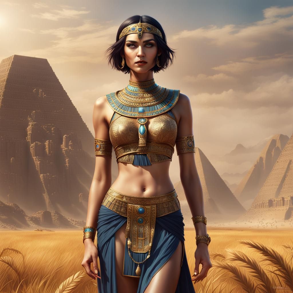 Egyptian Woman in Field: Fantasy Concept Art