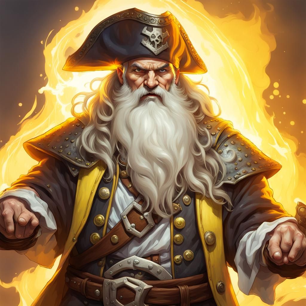 D&D Dwarf Pirate Sorcerer with Magic Aura