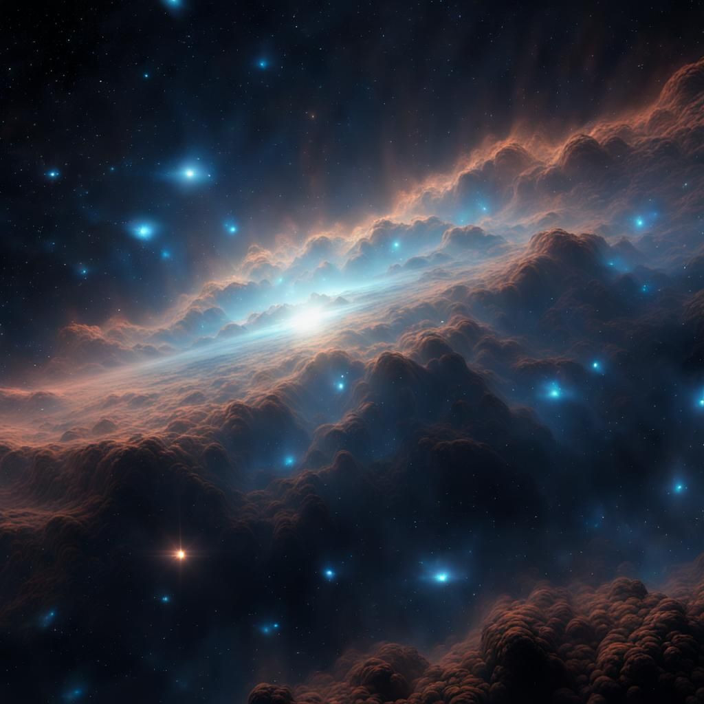 Nebula with Bioluminescent Starlight in Space Art Style