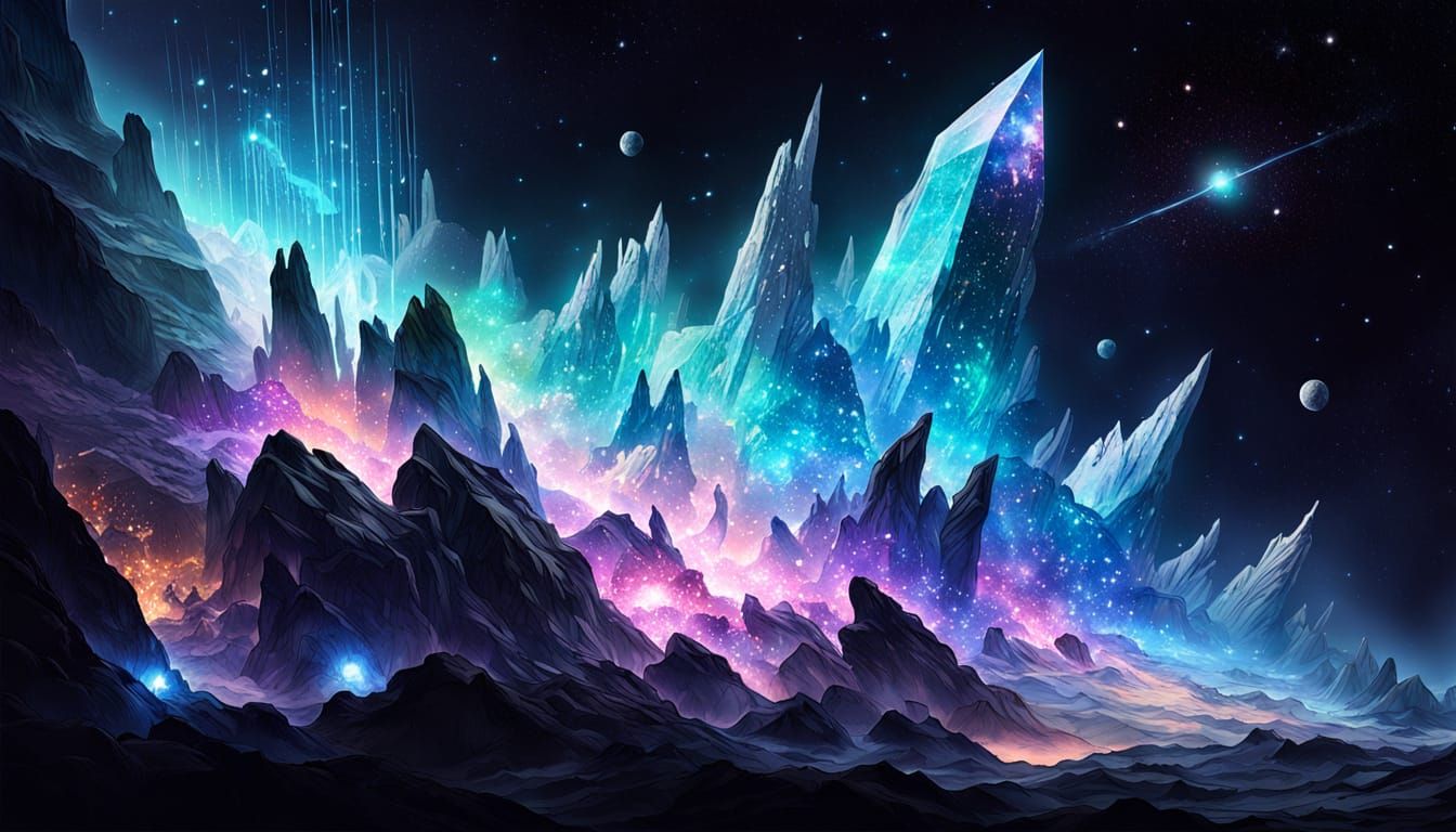 ethereal luminescent vast crystalline cosmic