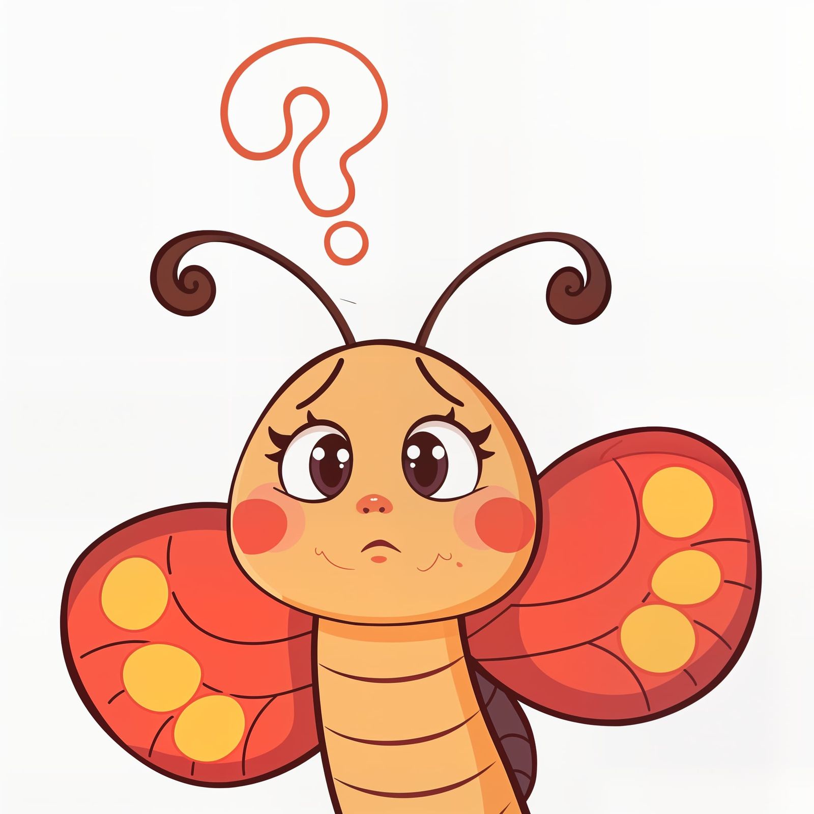Confused Butterfly Cartoon with Question Mark