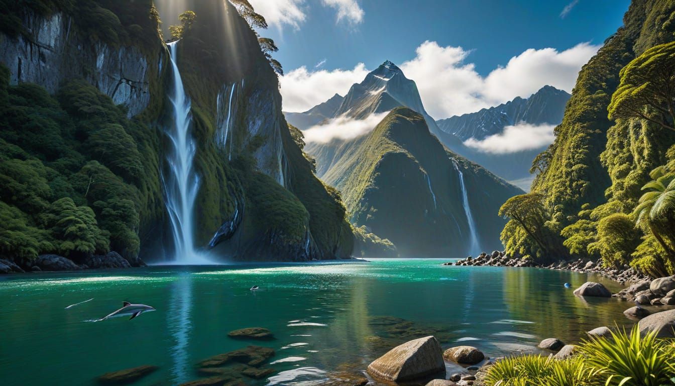 Ethereal Milford Sound Landscape in Hyperrealistic Style