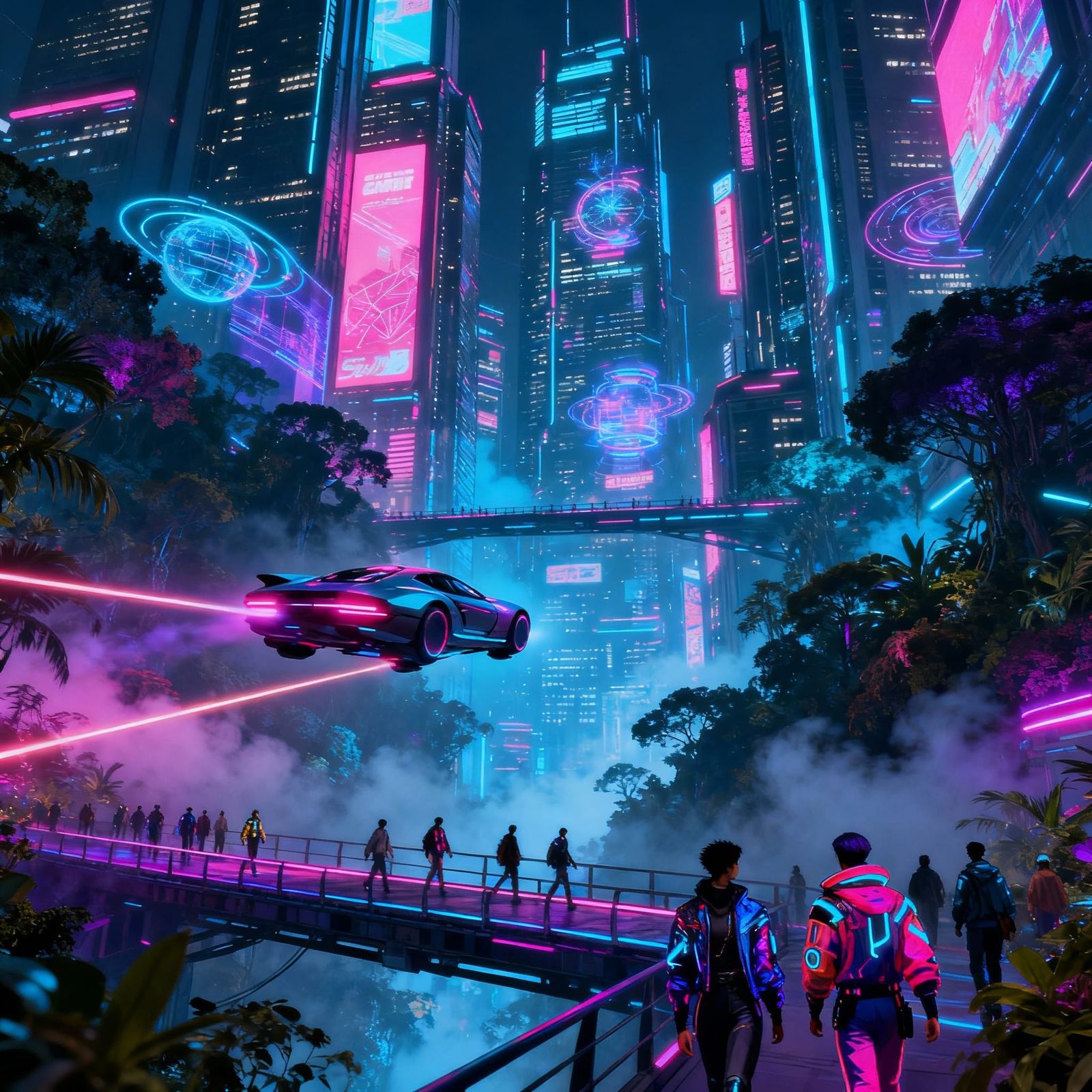 Futuristic New York City: Neon Jungle Concept Art