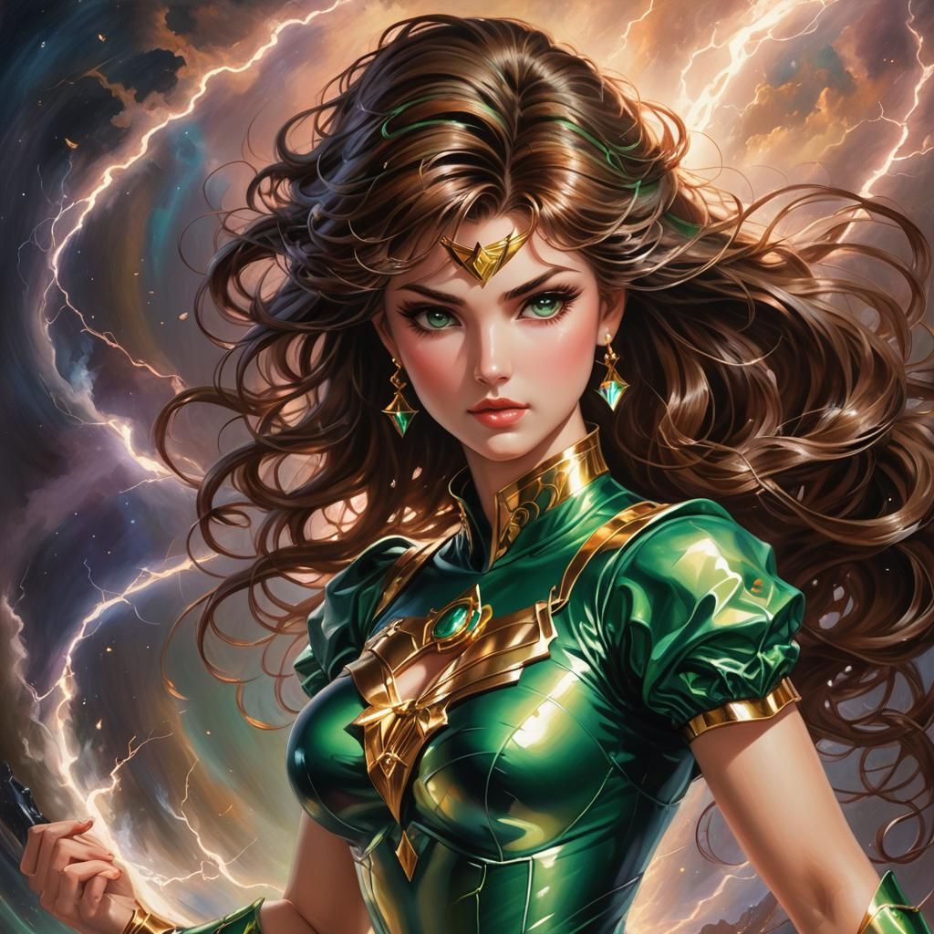 Sailor Jupiter Oil Painting with Lightning