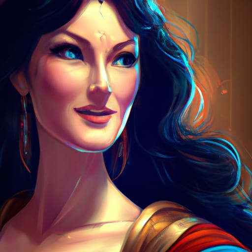 Lynda Carter Portrait in Art Nouveau Style