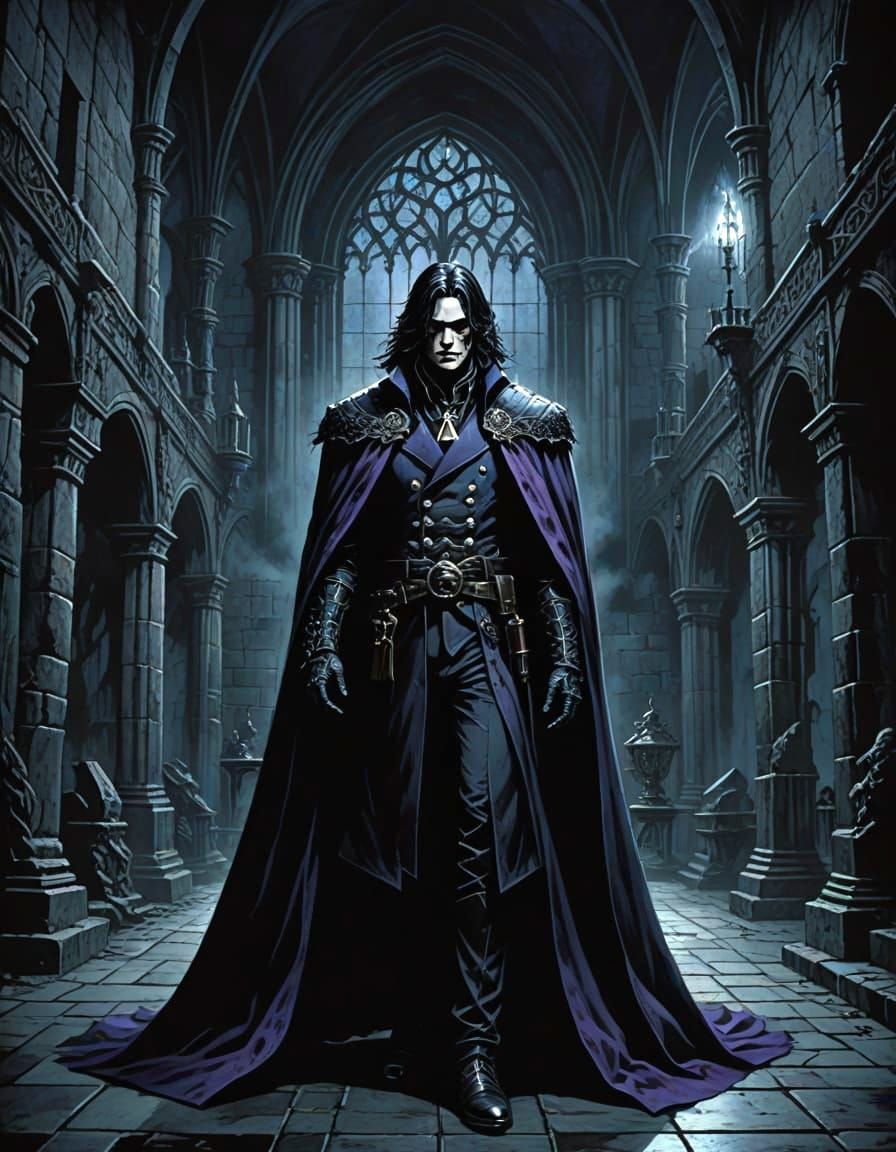 Alucard the Vampire Son of Dracula in Dark Fantasy Style