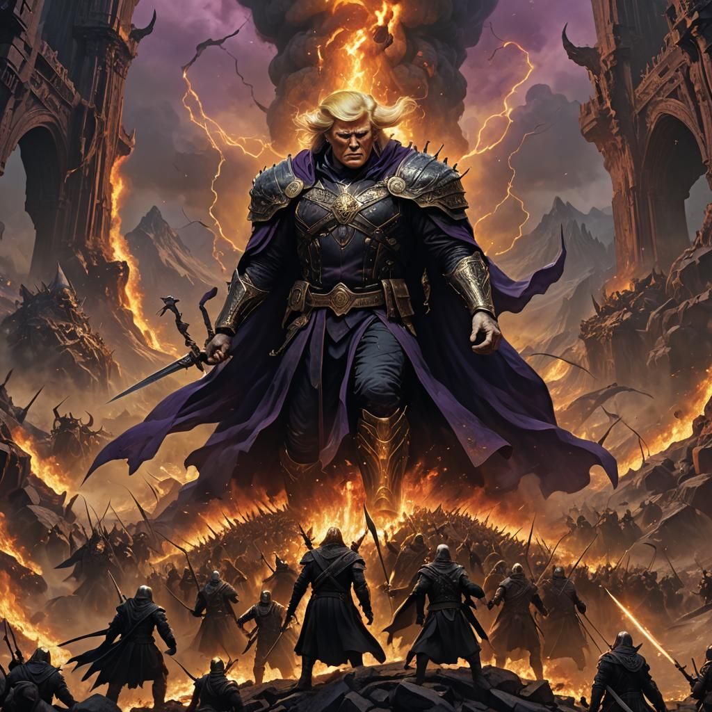 Trump Battles Mordor: Dark Fantasy Concept Art