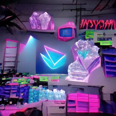 Crystal Vaporwave Neon Backroom Art