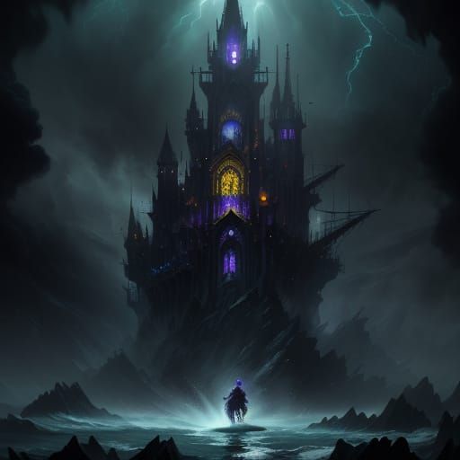 Dark Fantasy Concept Art: Song in Stormy Sea