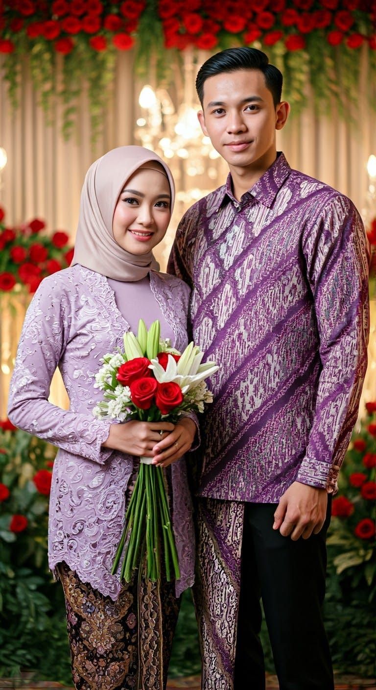 Korean Woman in Modern Hijab and Kebaya