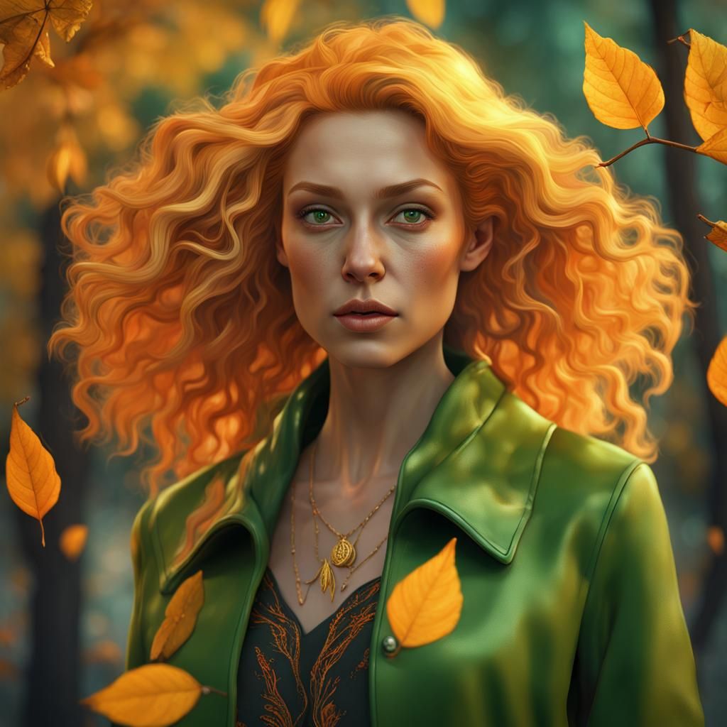 Golden Haired Witch in Autumnal Fantasy Art