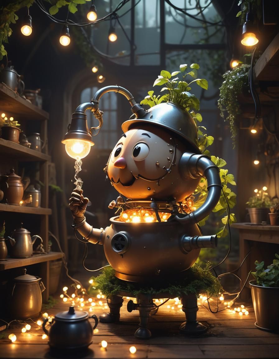 Dreamlike Andromorph Numptigami Habitat with Godrays