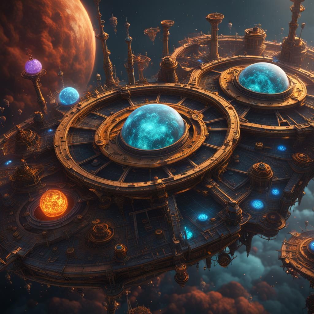 Detailed Matte Painting of Fantastical Atoms