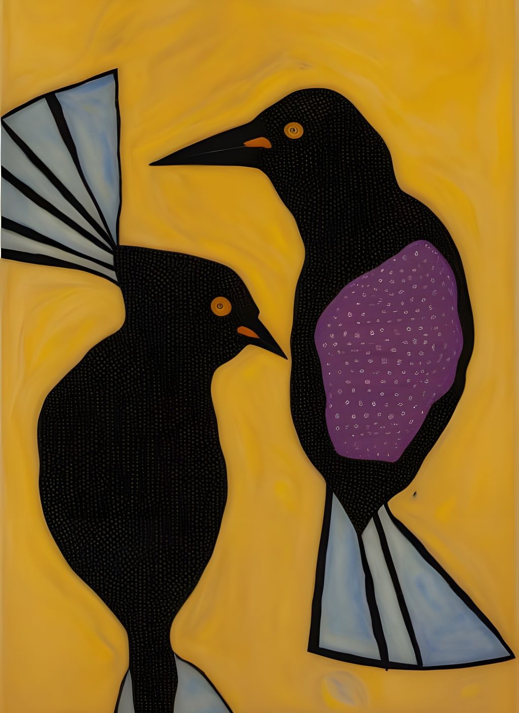 Passionate Songbirds in Expressionist Portrait