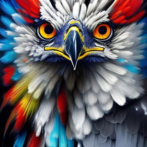Fiery Papuan Harpy Eagle: Splatter Paint Digital Art