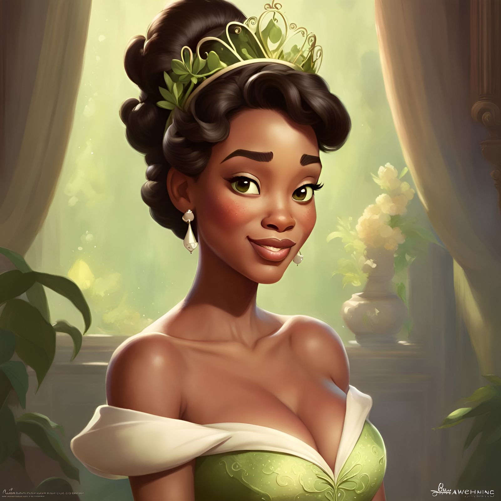 Portrait of Princess Tiana: Digital Illustration