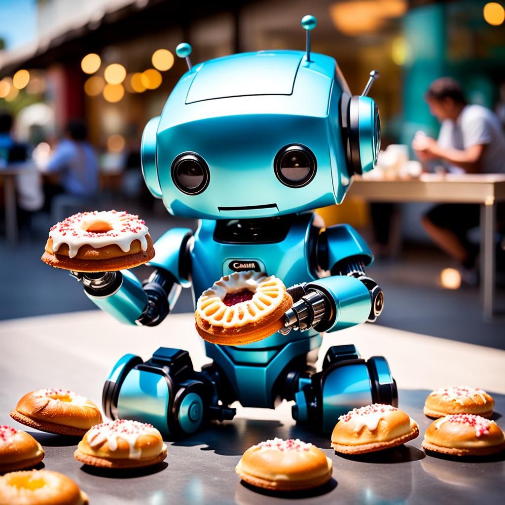 Robot Enjoys Pan Dulce: Professional Photography