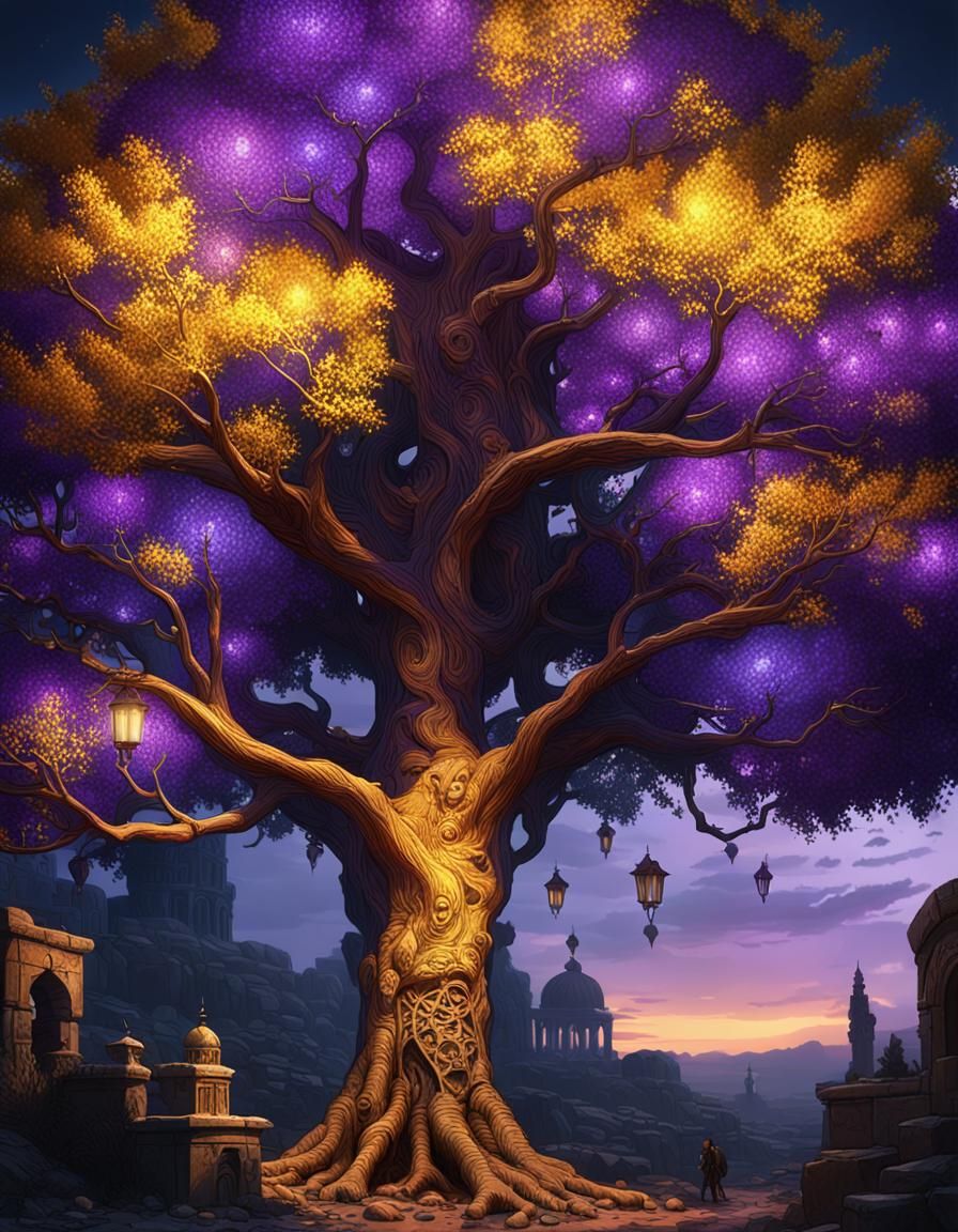 Palestine Life Tree: Dark Fantasy Concept Art