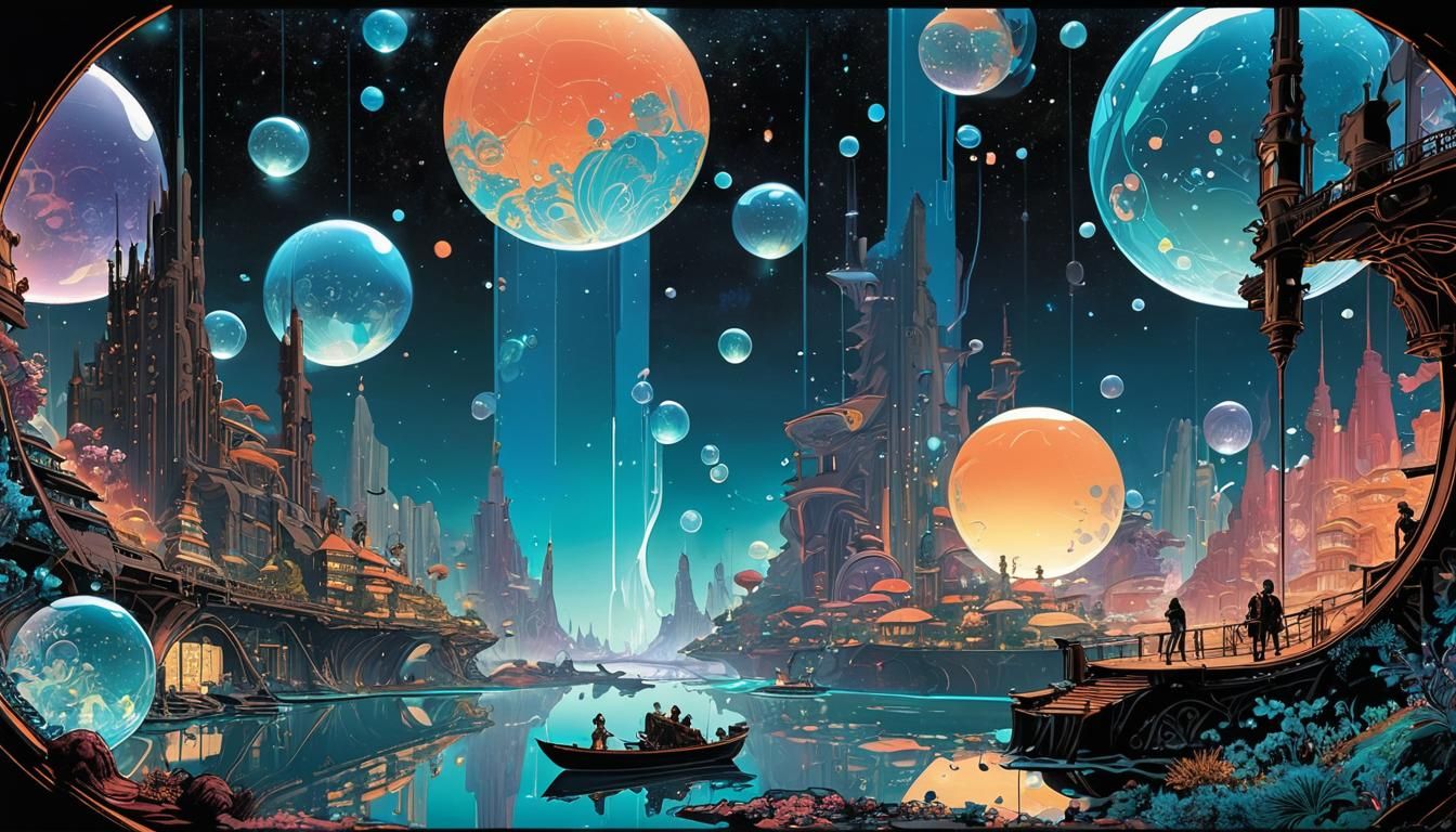 Baroque Sci-Fi Space Colony Art