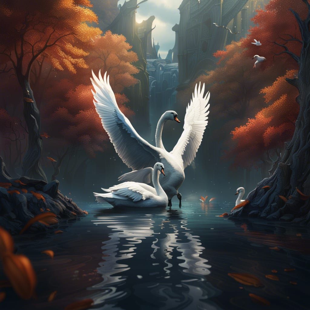 Swans Reunited: Detailed Matte Painting in 8K