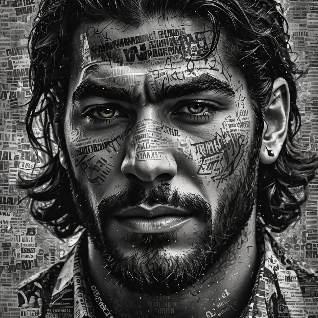 Typographic Portrait Constructed from Repeated Name