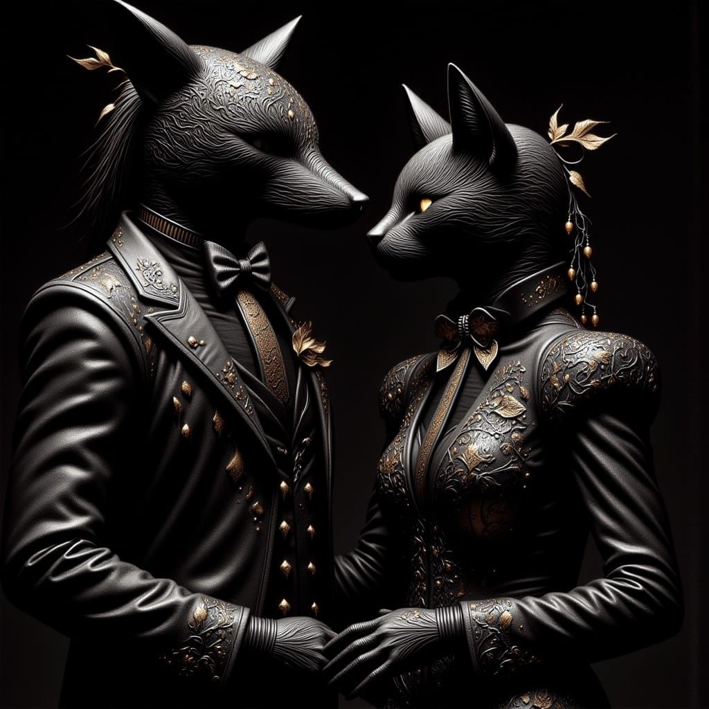 Fox and Cat Silhouette in High Fashion Ensembles